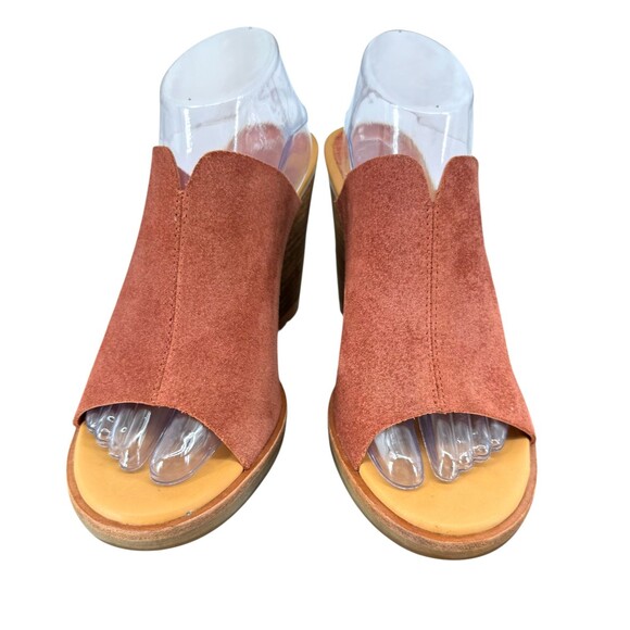 Kork-Ease Leather Open Toe Sandals 8M Harlin Red Brown Slip-On Block Heel Mules - Picture 3 of 13